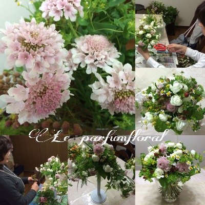 ナチュラルな花束 花の香りにつつまれて 岐阜各務原 フラワーアレンジメント教室 おしゃれ仏花の ル パルファンフローラル